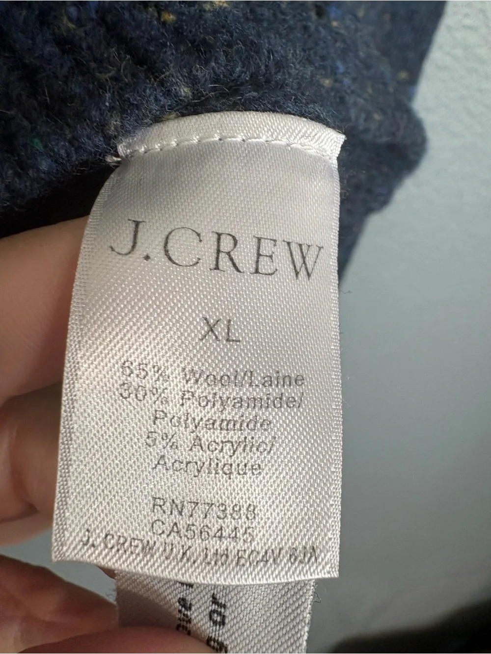 J. Crew Men’s XL Navy Donegal Speckled Wool Blend Crewneck Sweater